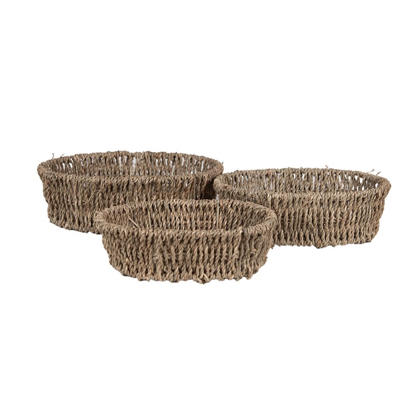 65710 Panier de rangement set de 3 Marron Zostère