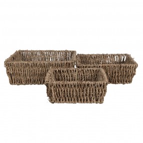 265711 Panier de rangement set de 3 Marron Zostère