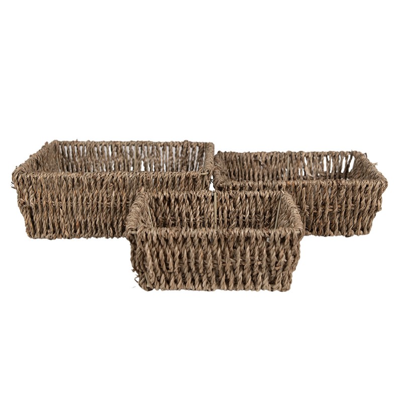 65711 Panier de rangement set de 3 Marron Zostère