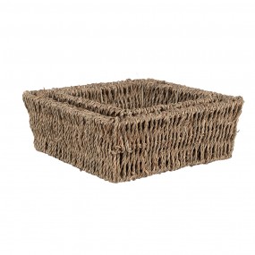 265711 Panier de rangement set de 3 Marron Zostère