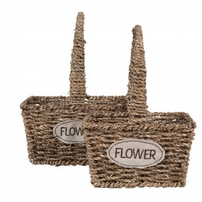 265713 Storage Basket Set of 2 Brown Seagrass