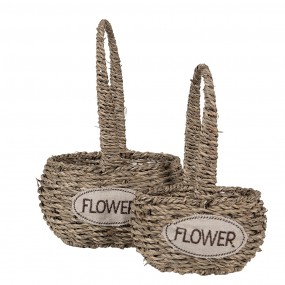 265715 Storage Basket Set of 2 Brown Seagrass