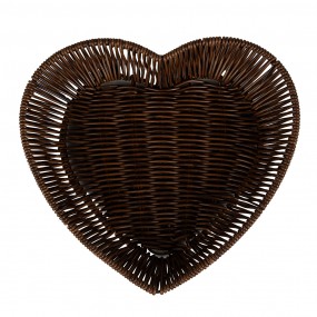 265716 Basket Set of 3 Brown Plastic Heart-Shaped