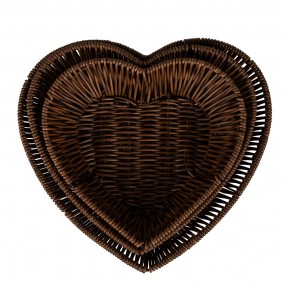 265716 Basket Set of 3 Brown Plastic Heart-Shaped