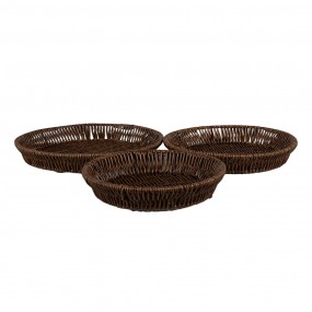 265717 Serving Platter Set of 3 Ø 28 / Ø 25/ Ø 22 cm Brown Plastic Round