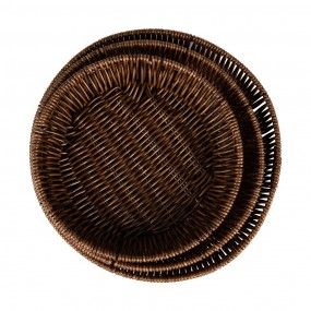 265717 Serving Platter Set of 3 Ø 28 / Ø 25/ Ø 22 cm Brown Plastic Round