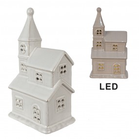 26CE1590 Decorative House with LED 23 cm Beige Porcelain