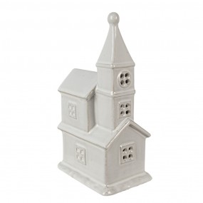 26CE1590 Décorative Maison avec LED 23 cm Beige Porcelaine