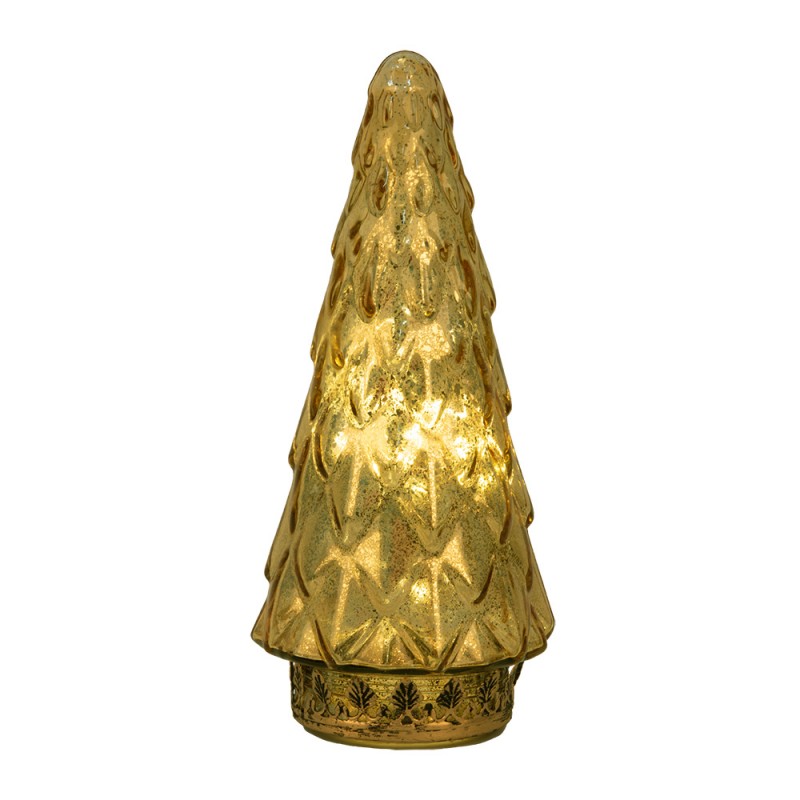 6GL4562 Décoration de Noël avec éclairage LED Sapin de Noël Ø 11x24 cm Couleur or Verre