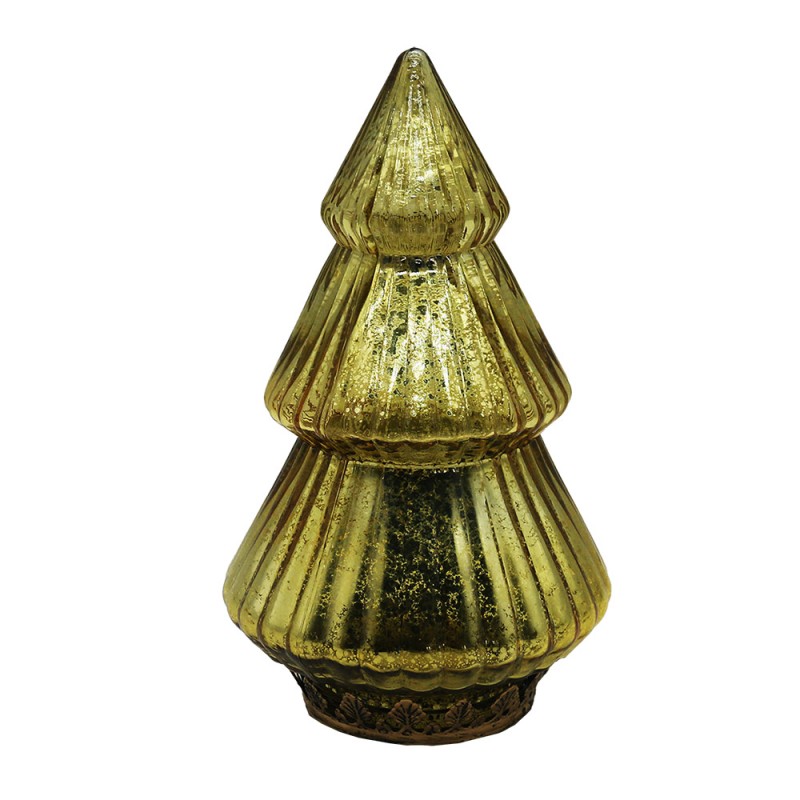 6GL4563 Christmas Decoration with LED Lighting Christmas Tree Ø 13x23 cm Gold colored Glass