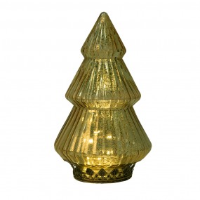 26GL4563 Décoration de Noël avec éclairage LED Sapin de Noël Ø 13x23 cm Couleur or Verre