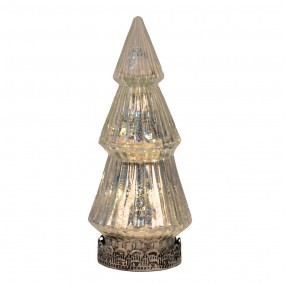 26GL4569ZI Décoration de Noël avec éclairage LED Sapin de Noël Ø 7x16 cm Couleur argent Verre