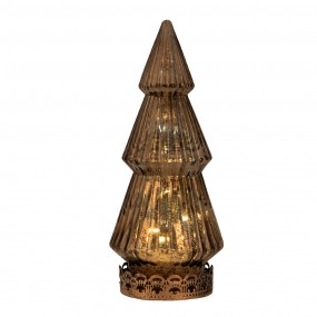 26GL4587 Décoration de Noël avec éclairage LED Sapin de Noël Ø 7x16 cm Marron Verre