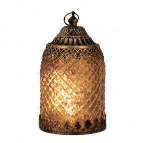 26GL4600 LED Lantern Ø 10x16 cm Brown Glass