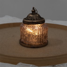 26GL4600 LED Lantern Ø 10x16 cm Brown Glass