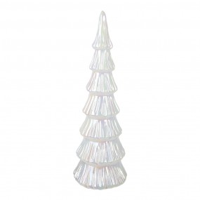 26GL4643 Christmas Decoration with LED Lighting Christmas Tree Ø 11x32 cm White Glass