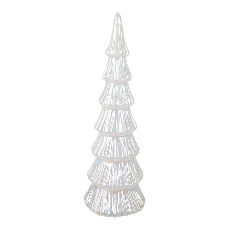 6GL4643 Christmas Decoration with LED Lighting Christmas Tree Ø 11x32 cm White Glass