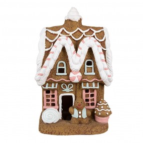 26MG0054 Gingerbread house met LED 39 cm Bruin Kunststof Peperkoekhuisje