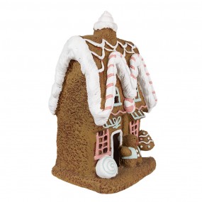 26MG0054 Gingerbread house met LED 39 cm Bruin Kunststof Peperkoekhuisje