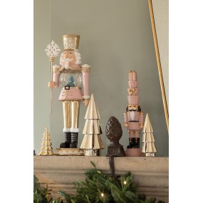 26PR2981 Statuetta decorativa di Natale Schiaccianoci 16x16x50 cm Rosa Poliresina