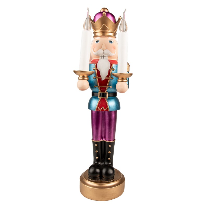 6PR3788 Figur Nussknacker 41 cm Blau Violett Polyresin Weihnachtsdekoration