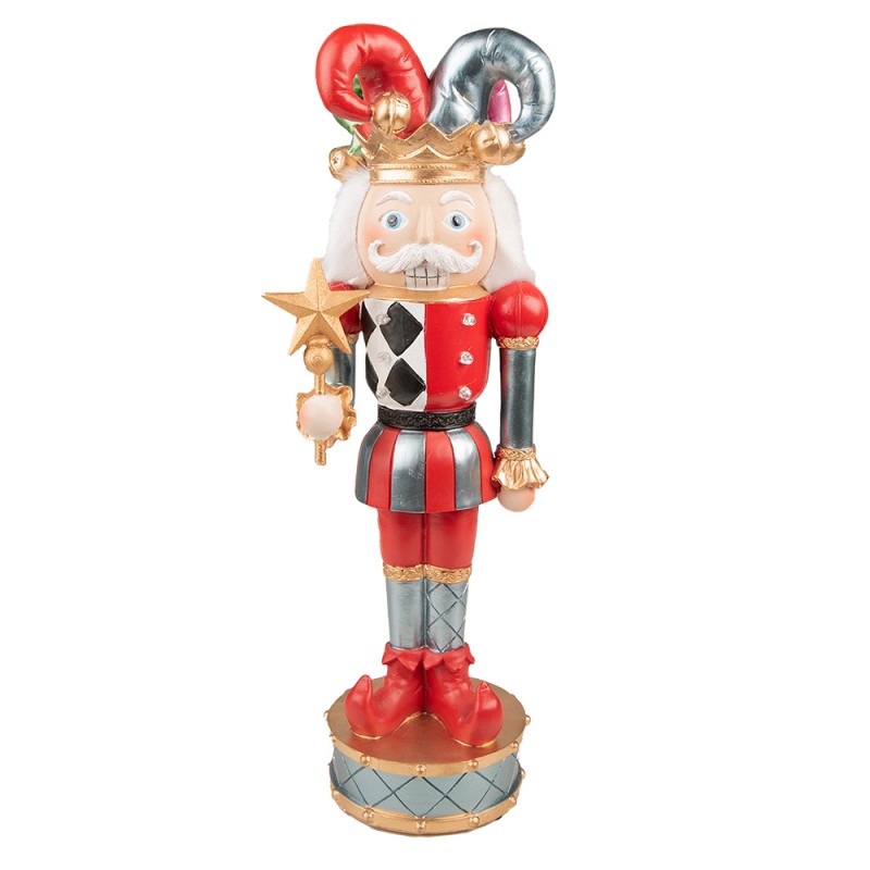 6PR3791 Statuetta Arlecchino  38 cm Rosso Blu Poliresina Decorazione di Natalizie