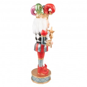 26PR3791 Figurine Arlequin 38 cm Rouge Bleu Polyrésine Décoration de Noël