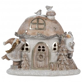 26PR4165 Decoratie Huis met LED 15 cm Beige Kunststof Kerstdecoratie