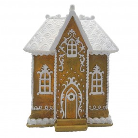 26PR4191 Gingerbread house with LED 12x9x15 cm Brown Plastic Gingerbread house