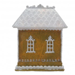 26PR4191 Gingerbread house met LED 12x9x15 cm Bruin Kunststof Peperkoekhuisje