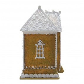 26PR4191 Gingerbread house with LED 12x9x15 cm Brown Plastic Gingerbread house