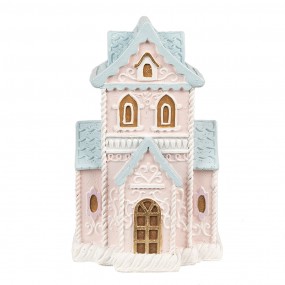 26PR4203 Lebkuchenhaus mit LED 10x8x16 cm Rosa Kunststoff