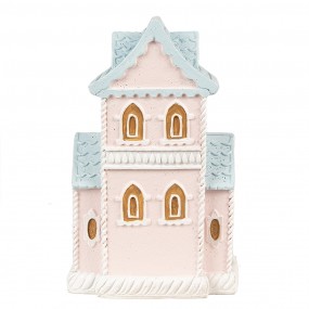 26PR4203 Gingerbread house met LED 10x8x16 cm Roze Kunststof