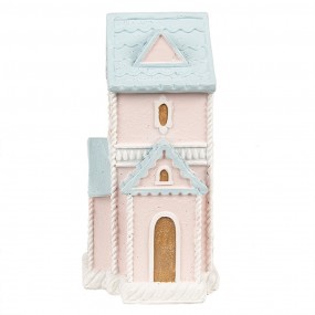 26PR4203 Gingerbread house met LED 10x8x16 cm Roze Kunststof