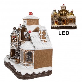 26PR4313 Décoration de Noël avec éclairage LED et musique 33x17x30 cm Marron Plastique Maison en pain d'épices Maison en pain d'é