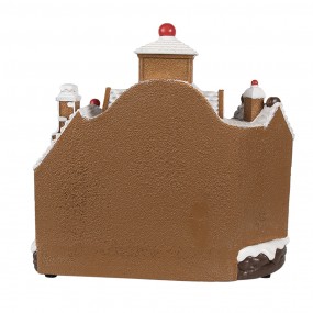 26PR4313 Décoration de Noël avec éclairage LED et musique 33x17x30 cm Marron Plastique Maison en pain d'épices Maison en pain d'é