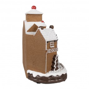 26PR4313 Décoration de Noël avec éclairage LED et musique 33x17x30 cm Marron Plastique Maison en pain d'épices Maison en pain d'é