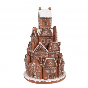 26PR4342 Lebkuchenhaus mit LED Ø 18x28 cm Braun Kunststoff Weihnachtsdekoration