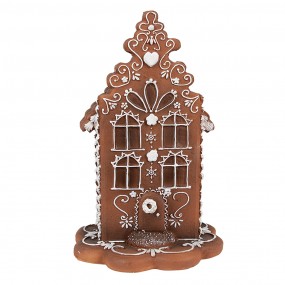 26PR4344 Gingerbread house with LED 20 cm Brown Plastic Gingerbread house