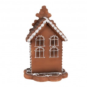 26PR4344 Gingerbread house with LED 20 cm Brown Plastic Gingerbread house