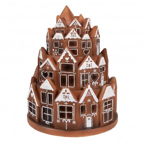 26PR4345 Gingerbread house with LED Ø 21x26 cm Brown Plastic Christmas Decoration