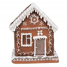 26PR4346 Gingerbread house met LED 13x13x15 cm Bruin Kunststof Kerstdecoratie