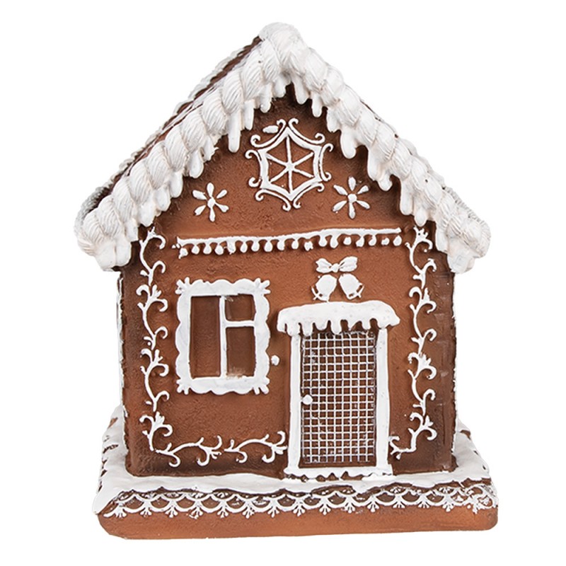 6PR4346 Lebkuchenhaus mit LED 13x13x15 cm Braun Kunststoff Weihnachtsdekoration