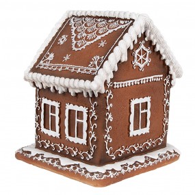 26PR4346 Gingerbread house met LED 13x13x15 cm Bruin Kunststof Kerstdecoratie