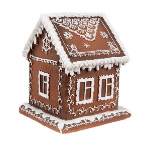 26PR4346 Gingerbread house met LED 13x13x15 cm Bruin Kunststof Kerstdecoratie