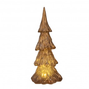 26PR4363 Décoration de Noël avec éclairage LED Sapin de Noël Ø 14x33 cm Couleur or Marron Plastique