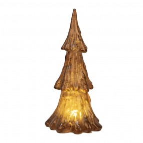 26PR4364 Décoration de Noël avec éclairage LED Sapin de Noël Ø 12x24 cm Couleur or Marron Plastique