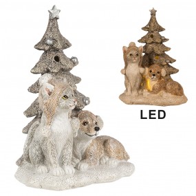 26PR4628 Beeld Dieren 11x9x15 cm LED Wit Grijs Polyresin Dieren Kerstdecoratie