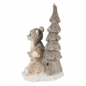 26PR4628 Beeld Dieren 11x9x15 cm LED Wit Grijs Polyresin Dieren Kerstdecoratie