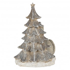 26PR4629 Beeld Kat 12x9x16 cm LED Grijs Wit Polyresin Kerstdecoratie